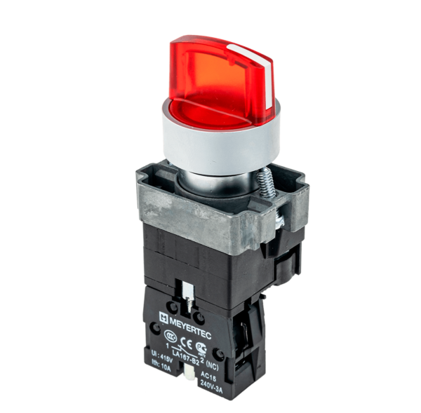 MTB2-BK2461 - Переключатель с подсветкой, с фиксацией, 24V AC/DC, красный, 2 положения, 1NC