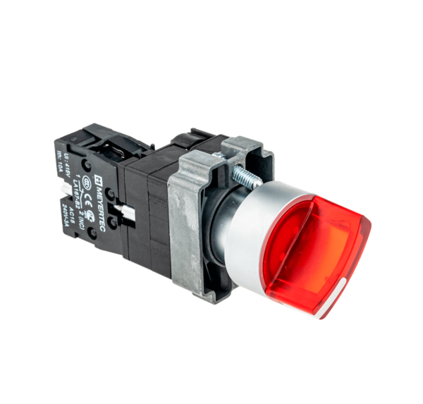 MTB2-BK2463 - Переключатель с подсветкой, с фиксацией, 220V AC/DC, красный, 2 положения, 1NC