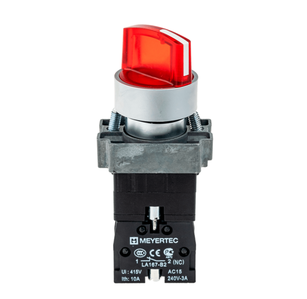 MTB2-BK3463 - Переключатель с подсветкой, с фиксацией, 220V AC/DC, красный, 3 положения, 1NC