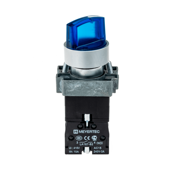MTB2-BK3661 - Переключатель с подсветкой, с фиксацией, 24V AC/DC, синий, 3 положения, 1NO