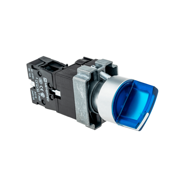 MTB2-BK3661 - Переключатель с подсветкой, с фиксацией, 24V AC/DC, синий, 3 положения, 1NO