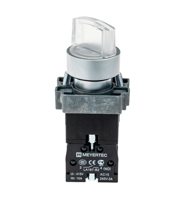 MTB2-BK3763 - Переключатель с подсветкой, с фиксацией, 220V AC/DC, белый, 3 положения, 1NO