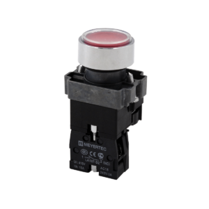 MTB2-BWF3462 - Кнопка плоская красная с подсветкой, 220V AC/DC, 1NС, IP67, металл