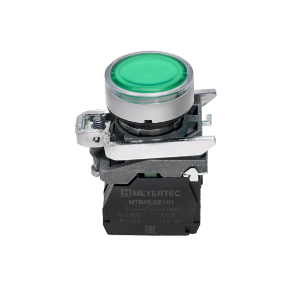 MTB4-BW33711 - Кнопка зеленая с подсветкой, 1NO, 24V AC/DC, IP65, металл