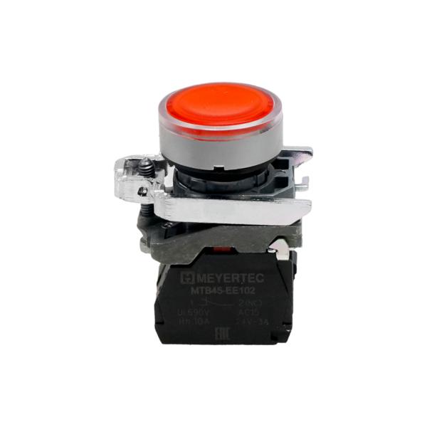 MTB4-BW34721 - Кнопка красная с подсветкой, 1NС, 24V AC/DC, IP65, металл