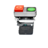 MTB4-BW84753 - Кнопка двойная выступающая с подсветкой, красная/зеленая, маркировка "I+O", 1NO+1NC, 220V AC/DC, IP65, металл