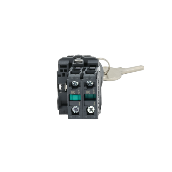 MTB5-AG33 - Переключатель с ключом на 3 положения с фиксацией, 1 выемка в центре, 2NO, IP65 пластик