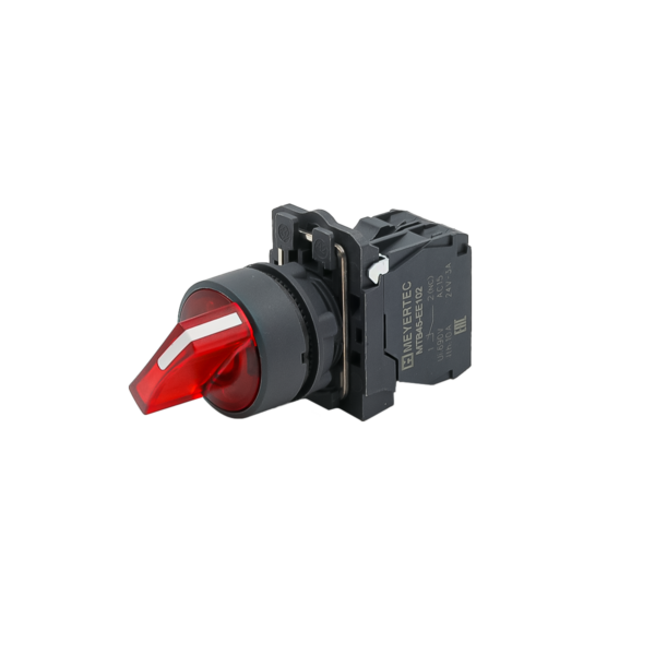 MTB5-AK24721 - Переключатель  на 2 положения с фиксацией и подсветкой,  красный, 1NС, 24V AC/DC, IP65. пластик