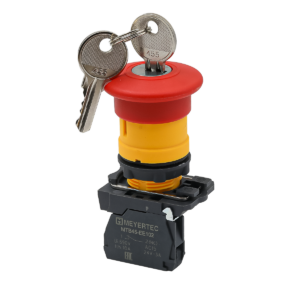MTB5-AS142 - Кнопка грибовидная аварийной остановки с ключом, красная, 40 мм, возврат поворотом с фиксацией, 1NC, IP65, пластик