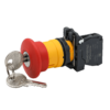 MTB5-AS142 - Кнопка грибовидная аварийной остановки с ключом, красная, 40 мм, возврат поворотом с фиксацией, 1NC, IP65, пластик
