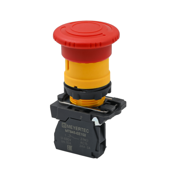 MTB5-AS542 - Кнопка грибовидная аварийной остановки, красная, 40 мм, возврат поворотом с фиксацией, 1NC, IP65, пластик