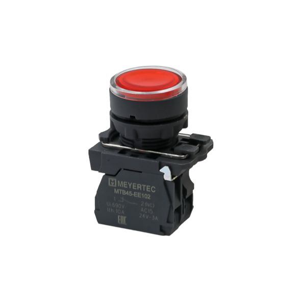 MTB5-AW34723 - Кнопка красная с подсветкой, 1NС, 220V AC/DC, IP65, пластик