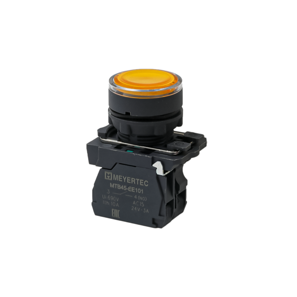 MTB5-AW35711 - Кнопка желтая с подсветкой, 1NO, 24V AC/DC, IP65, пластик
