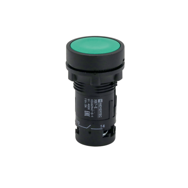 MTB7-EA35 - Кнопка плоская зеленая, 1NO+1NC, IP54, пластик