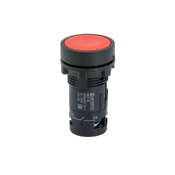 MTB7-EH45 - Кнопка плоская красная с фиксацией, 1NO+1NC, IP54, пластик