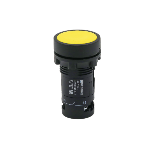MTB7-EH55 - Кнопка плоская желтая с фиксацией, 1NO+1NC, IP54, пластик