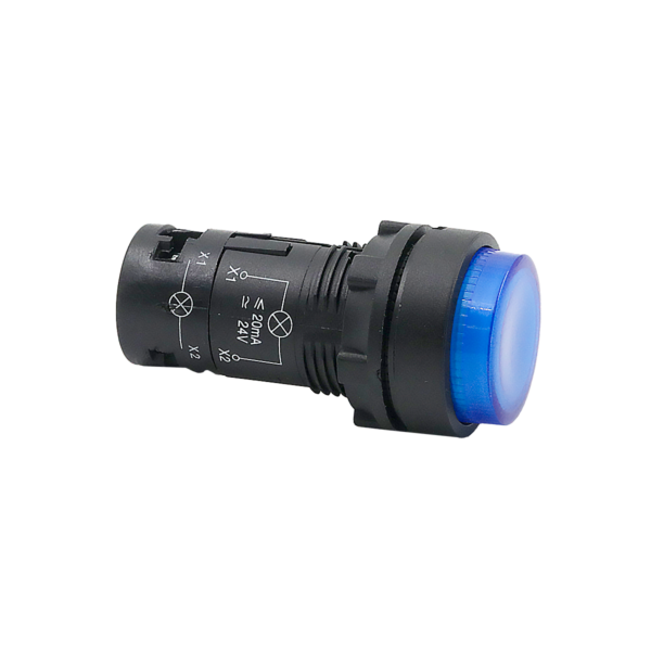 MTB7-EW36611 - Кнопка синяя выступающая с подсветкой, 1NO, 24V AC/DC, IP54, пластик