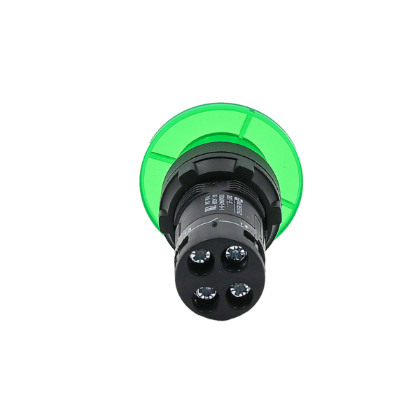 MTB7-EW43616 - Кнопка грибовидная зеленая с подсветкой, Ø40 мм, 1NO, 220V AC, IP54, пластик