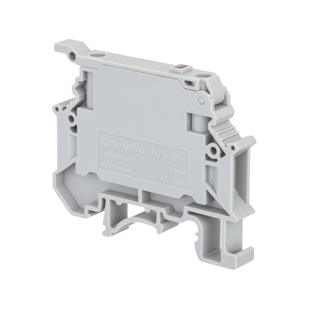 MTU-4F24 - Клемма винтовая с держателем предохранителя, 4 мм², с индикацией 24В, серая