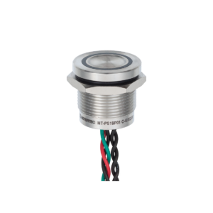 MT-PS19P0131GR - Пьезокнопка, Ø19 мм, подсветка кольцом (зеленая/красная), 5-проводная (общий катод), NC, возврат, 24В AC/DC, IP68