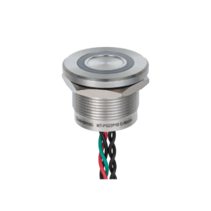 MT-PS22P1031RG - Пьезокнопка, Ø22 мм, подсветка кольцом (красная/зеленая), 5-проводная (общий катод), NO, возврат, 24В AC/DC, IP68