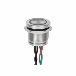 MT-PS19P10RG - Пьезокнопка, Ø19 мм, подсветка кольцом (красная/зеленая), 4х-проводная, NO, возврат, 24В AC/DC, IP68